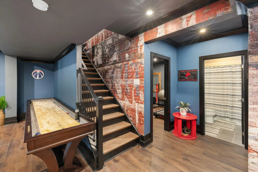 basement living space renovation Windsor interior design